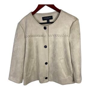 Andrew Marc New York Faux Suede Braid Lacing Jacket Lagenlook Beige size Large